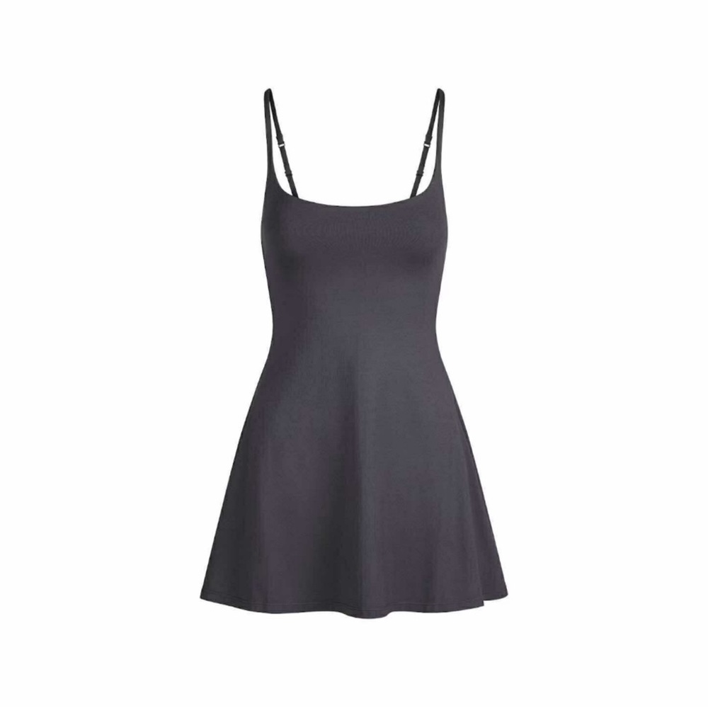 SKIMS NWT Smooth Lounge Skimpy Strap Mini Dress- Obsidian - Picture 3 of 4